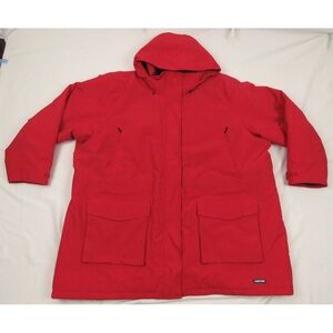Lands' End Squall Waterproof Insulated Red Hooded Full Zip Parka Coat Jacket 3X